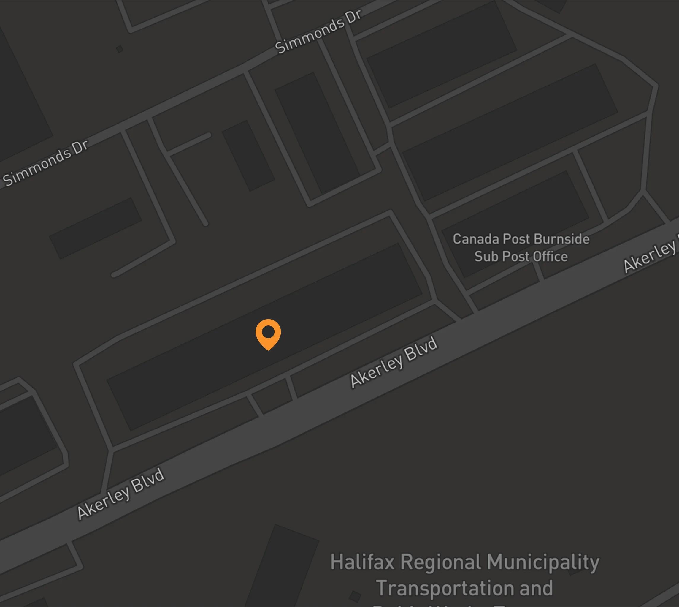 Map showing Polaron Solartech Toronto office location